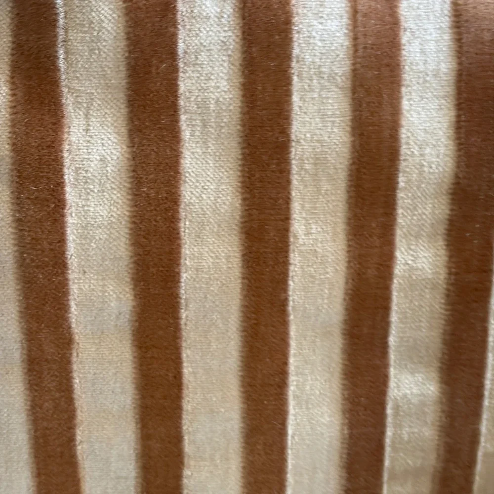 Vintage Brown Copper Gold Velvet Pillows Beaded Tassel Fringe Stripes 10